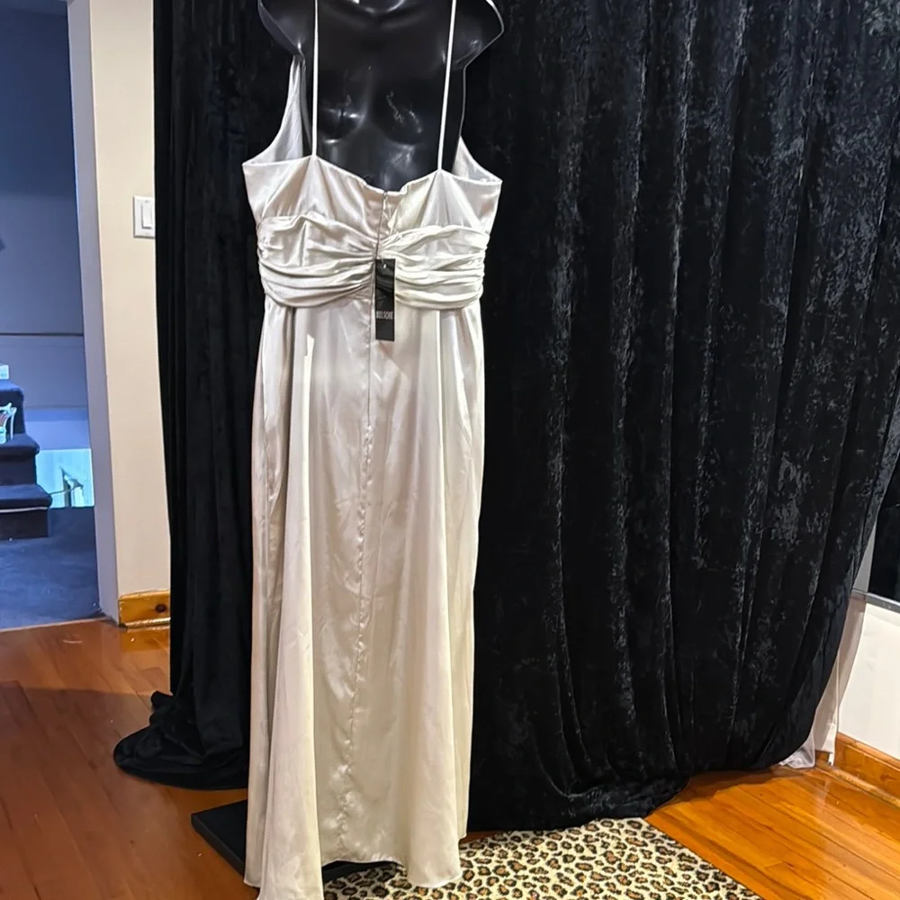 Oyster Ruched Halter Gown Belsoie Style no. L1064 - Picture 6 of 6
